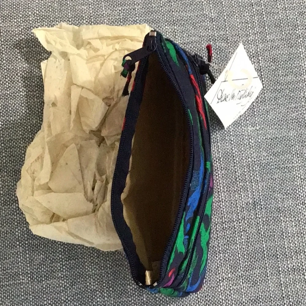 Vintage DVF Cosmetic Bag Pouch Makeup Fabric Zippers Pockets Deadstock